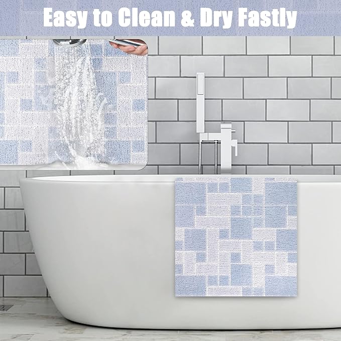 Square Shower Mat 32x32 Inch Non Slip Bath Mat for Inside Shower Loofah Shower Mat for Elderly Soft Textured Foot Massage Pad Bathroom Floor Mat for Wet Area, Without Suction Cups, Quick Drying
