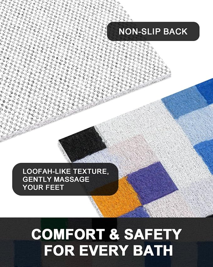 Shower Mat Non Slip - Quick Drying Anti Slip Shower Mats for Inside Shower, Soft PVC Loofah Foot Scrubber Mat, Extra Large Bath Mat for Shower, Tub, Bathroom, Floor, Kitchen, Home, Pool, Hotel