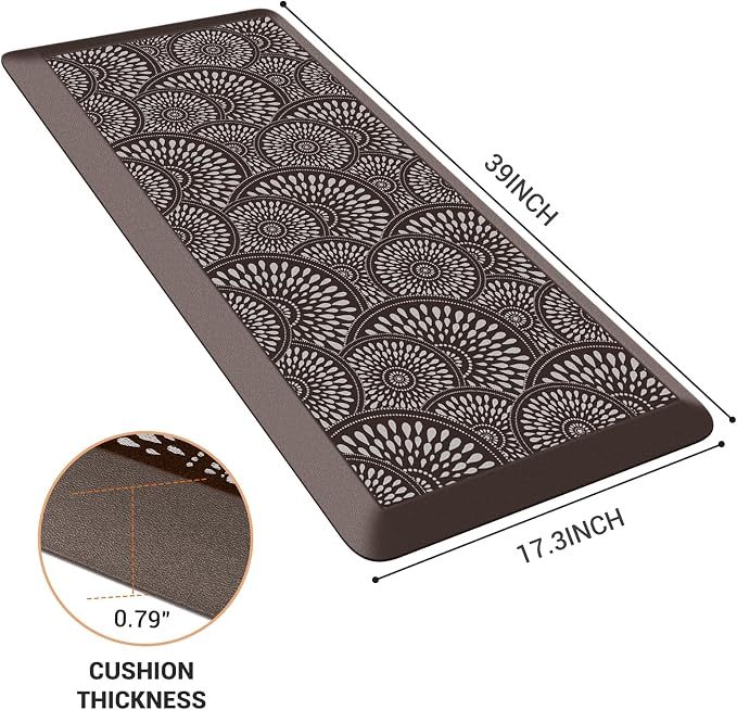 Mattitude 4/5 Inch Kitchen Mat, 17.3x39in Heavy Duty Ergonomic Comfort Foam Standing Desk Mat, Waterproof Non-Slip Standing Mats and Rugs for Kitchen, Office, Chocolate