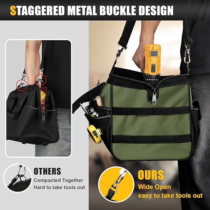 UUP Heavy Duty Tool Bag 20-Inch, Extra Large 16-Pocket Portable Empty Tool Box Organizer Storage, Toolbox Organization, Soft Handle Carrying Toolbag with Zipper, Father Dad Men Mechanic Birthday Gift