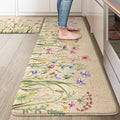 KIMODE Anti Fatigue Kitchen Mats, Farmhouse Kitchen Rugs Sets of 2, Non Slip Waterproof Kitchen Floor Mats, Ergonomic Cushioned Standing Mats for Sink, Laundry, Desk Brown 20"x47"+20"x32"