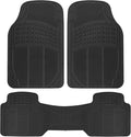 BDK ProLiner Car Floor Mats for Cars Trucks SUV, 3-Piece All-Weather Heavy Duty Rubber Liners with Universal Trimmable Fit, Durable Waterproof Vehicle Auto Floor Mats with Capture Ridges Black