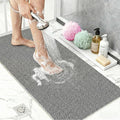 BLESWIN PVC Loofah Shower Mat 24"x16", Soft Textured Non Slip Bath Mats for Inside Shower, Shower Mats with Drain, Washable, Quick Drying Bath Mats for Bathroom Wet Areas, Grey