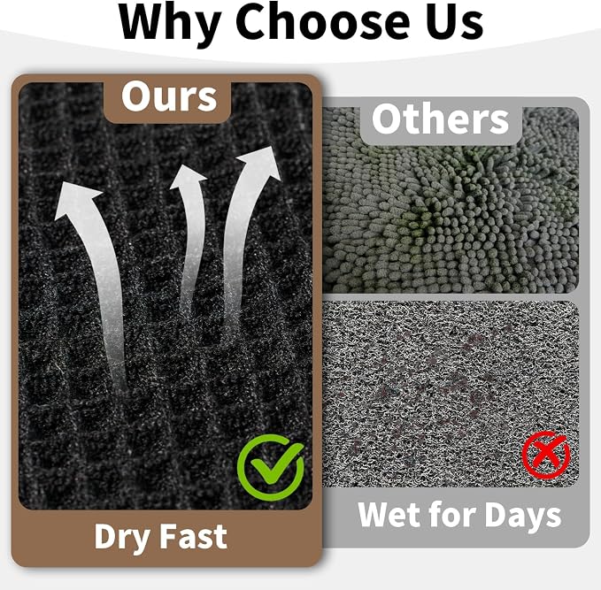 Black Bathroom Rug - Waffle Bath Mat Non Slip Washable, Super Absorbent & Quick Dry, Small Boho Bath Mat Farmhouse Bathroom Decor, 18'' x 30'', Black