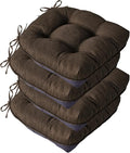 IASEAHK Chair Cushions for Dining Chairs, Seat Cushions for Kitchen Chairs, Indoor Seat Cushions with Ties, Tufted Foam Chair Pads, Non Slip Chair Cushions Set of 4, 15.5" x 15.5" x 4", Brown