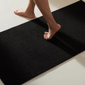 TYUU Black Bathroom Rugs Non Slip Washable, Super Absorbent Thin Bath Mat Quick Dry Low Pile Bathroom Rug, Black 24''x47''