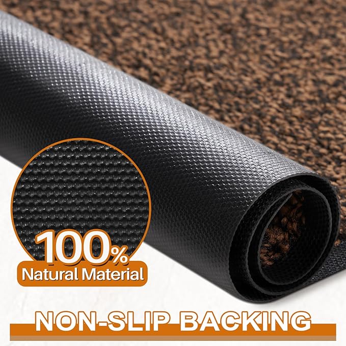 Mibao Front Door Mat Indoor Entrance, 72" x 24", Dirt Trapper Welcome Mat for Outdoor Indoor, Non-Slip Waterproof Doormat, Durable Machine Washable Low Profile Entry Rug for Back Door Outside,Brown