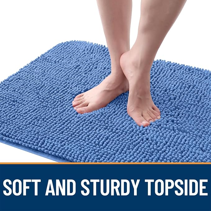 OLANLY Dog Door Mat for Muddy Paws 70x24, Absorbs Moisture and Dirt, Absorbent Non-Slip Washable Doormat, Quick Dry Chenille Mud Mat, Entry Indoor Entryway Carpet for Inside Floor, Cornflower Blue