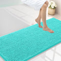 Smiry Luxury Chenille Bathroom Rugs 59x24, Extra Soft and Absorbent Shaggy Bath Mat, Machine Washable, Non-Slip Plush Carpet Runner for Tub, Shower, and Floor, Home Decor Accessories, Turquoise