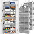 2 Pack Over The Door Organizer 5 Tiers, Extra Large Behind Door Storage of 10 Compartments, 80 lbs Weight Capacity Over Door Organizer, Door Hanging Organizer for Closet, Diaper Organizer, Light Gray