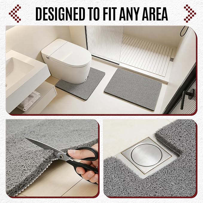 Joyhalo Shower Mat Bathtub Mat Non Slip, Bathmats Non Slip, Quick Drying Foot Scrubber Loofah Mats for Shower, Tub, Bathroom, Home, 32x24inch, Grey
