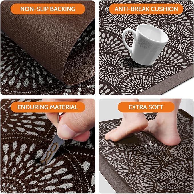 Mattitude 4/5 Inch Kitchen Mat, 20x53in Heavy Duty Ergonomic Comfort Foam Standing Desk Mat, Waterproof Non-Slip Standing Mats and Rugs for Kitchen, Office, Black