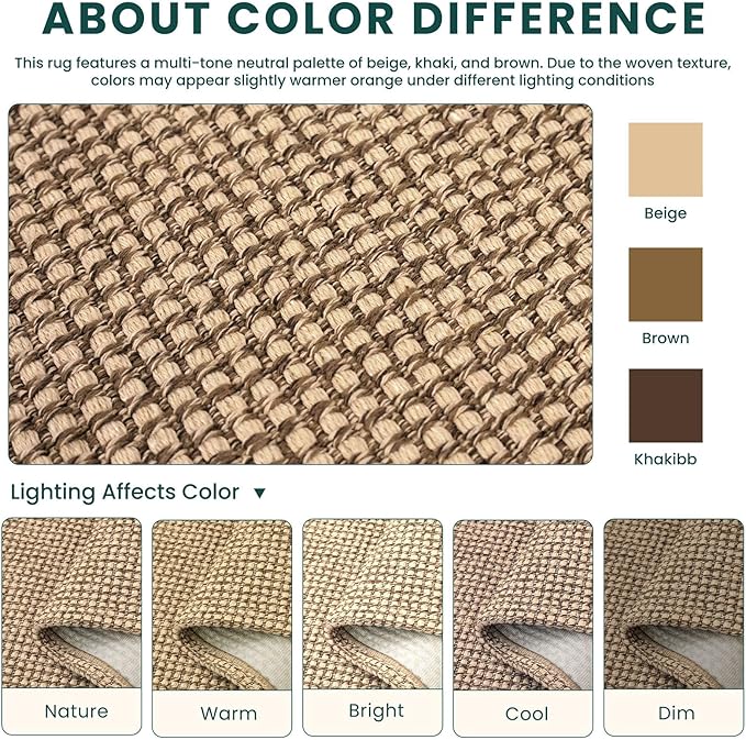 KOZYFLY Washable Area Rug 5x7 ft Rubber Backed Non Slip Rugs for Living Room Braided Cotton Bedroom Rug Woven Office Rugs Indoor Floor Carpets for Dining Bedroom Living Room, Orange Beige/Tan/Brown