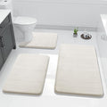 Yimobra 3 Pieces Memory Foam Bath Mat Set with U-Shaped Toilet Rug - Non Slip Super Soft Absorbent Quick Dry Bathroom Rugs for Bathtub, Vanity & Toilet Base, Cream White