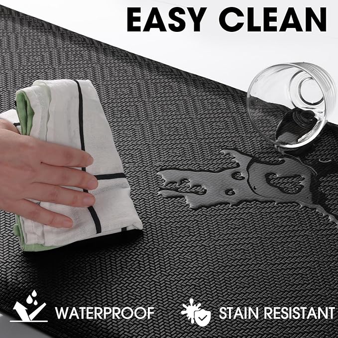 Mattitude 4/5 Inch Thick Kitchen Mat Cushioned Anti-Fatigue Floor Mat Water Resistant Non-Slip Mats and Rugs Standing and Comfort Desk Mats for House Sink Office Laundry (Black, 17.3"x60")