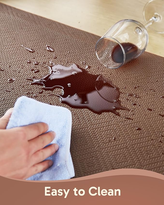 Ophanie Kitchen Mats for Floor, 3/4 Inch Thick Kitchen Rugs, 24'' x 70'' Anti Fatigue Standing Cushioned Mat, Waterproof,Comfort Ergonomic Mat for Office, Home, Sink, Brown Non-Slip Bottom