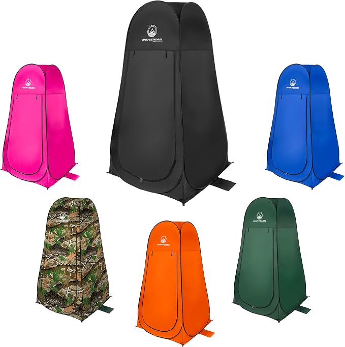 Wakeman Pop Up Changing Tent, 3.3 x 3.3 x 6.2ft, Camping Shower Tent for Portable Toilet Stall or Dressing Room with Carry Bag for Camping, Beach, or Tailgate, Polyester