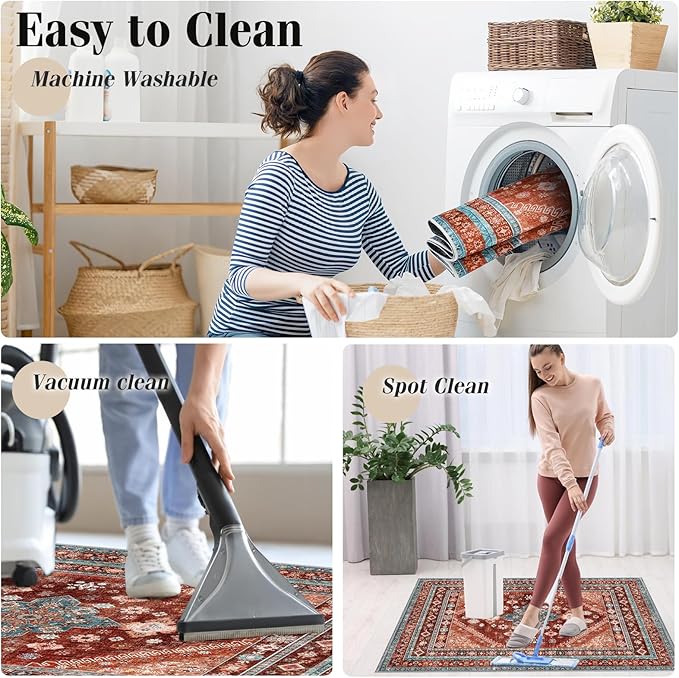 Office Chair Mat for Hardwood Floor & Tile Floor,36"X 48" Heavy Duty Desk Chair Mat for Hard Floors, Under Desk Rug for Rolling Computer Chair,Anti Slip,Low Pile Carpet Floor Protector-Brown Red
