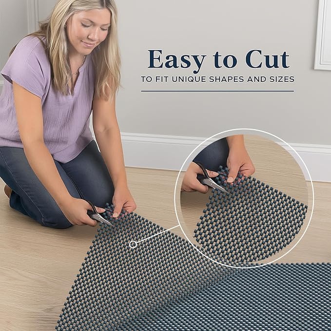 Veken 4x6 Ft Rug Pad Gripper for Hardwood Floors, Non Slip Dark Blue Rug Pads for Area Bedroom Rugs, Thick Rug Grippers for Tile Floors, Under Carpet Anti Skid Mat, Keep Your Rugs Safe and in Place