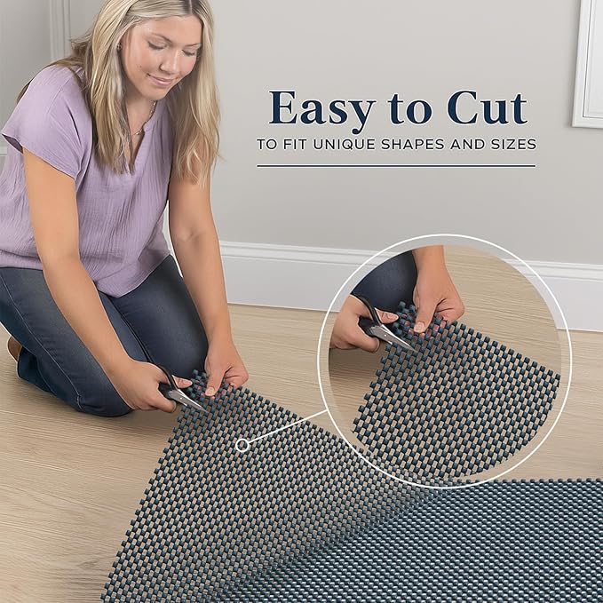 Veken Runner Rug Pad Gripper for Hardwood Floors, Non Slip 2x6 Ft Dark Blue Rug Pads for Area Rugs, Thick Rug Grippers for Tile Floors, Under Carpet Anti Skid Mat, Keep Your Rugs Safe and in Place