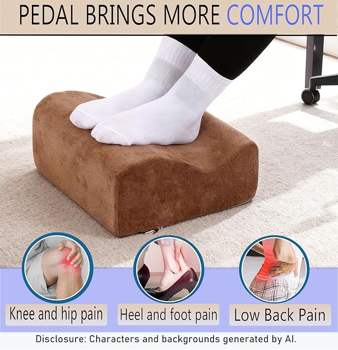 Foot Rest for Under Desk at Work,At Work Soft Ergonomic Footrest,Support Foot Pillow,Heel Chair,Leg Elevation Pillow,(Brown)