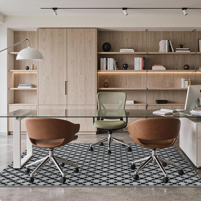48"x60" Office Chair Mat for Hardwood Tile Floor, Under Desk Carpet Protector for Rolling Computer Chair Mat, Machine Washable Area Rug, Anti-Slip 1/5" Thick Low Pile Thin Floor Mat, Basalt Grey
