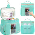 Portable Shower Caddy College Dorm Essentials(Full Size Bottle Compatible), Toiletry Bag for Women Men, Hanging Makeup Organizer Bag for Travel,Gym & Camping, Mint Green