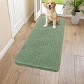 Smiry Dog Door Mat for Muddy Paws 47x24, Absorbent Dirt Trapper, Non-Slip Washable Chenille Entryway Rug for Inside Floor, Olive Green, Classic Solid