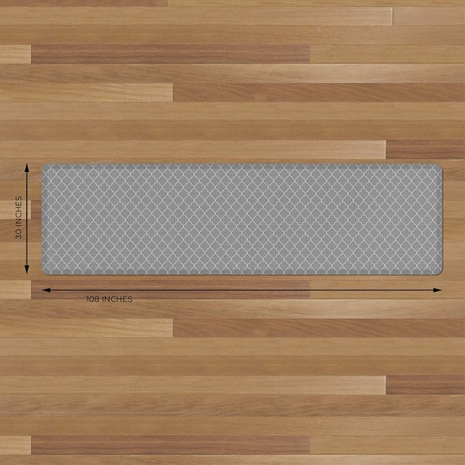 GelPro Anti-Fatigue Designer Comfort Kitchen Floor Mat, 30x108, Trellis Grey Stain Resistant Surface with 3/4” Thick Ergo-Foam Core for Health and Wellness