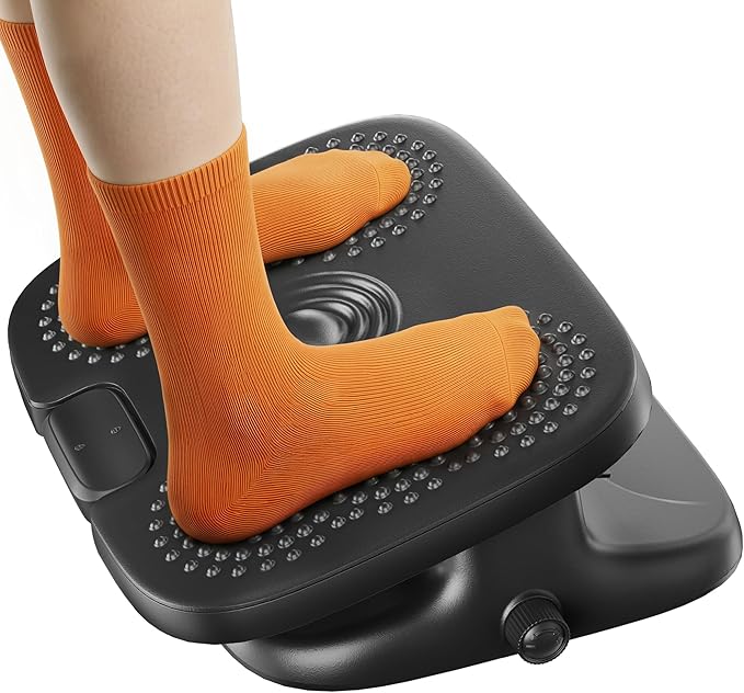 PEGZONE Under Desk Footrest, Adjustable Foot Rest with Height and Degree Angle,Ergonomic Desk Foot Rest with Massage Texture, Foot and Leg Rest for Home & Office