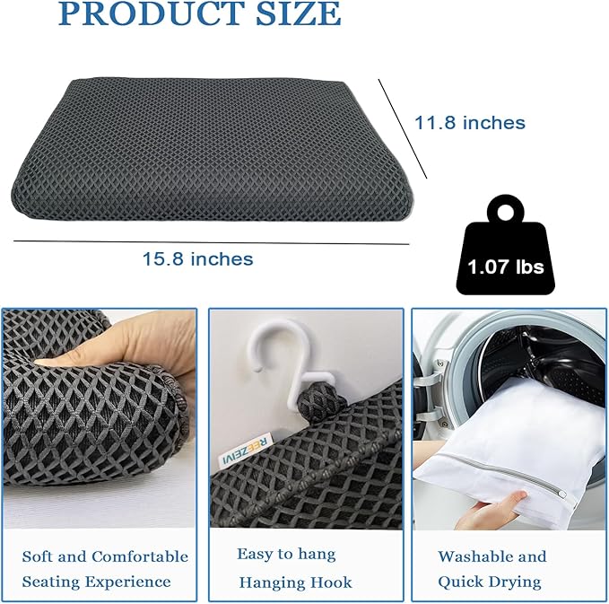 REEZEIVI Shower Seat Cushion with Non-Slip Silicone Bottom,Soft 4D Mesh Fabric,Bathtub Chair Pad for Elderly,Quick Drying and Washable Shower Seat Mat, Design for Elderly, Senior, Handicap,Disabled