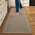 Kitchen Mats for Floor 17''x47'', Kitchen Rugs Non Slip Washable Absorbent Kitchen Mat, Braided Kitchen Sink Runner Rug, Brown