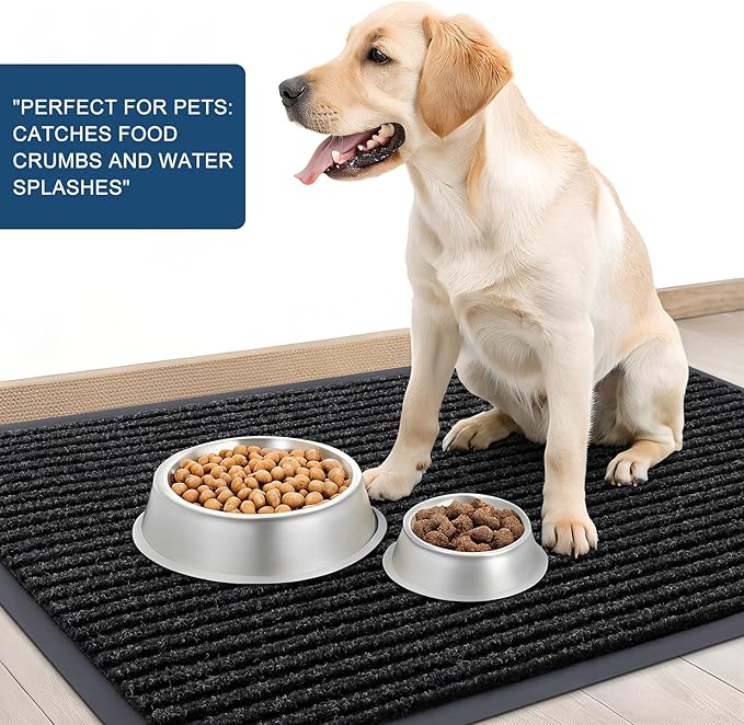 OLANLY Front Door Mat Indoor Outdoor Entrance, 2-Pack 29.5 x 17 Inch, Waterproof Heavy Duty Doormat, Fade Resistant, Low Profile, Easy Clean Patio Porch Welcome Floor Mats for Entry, Off-Black