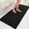 Bathroom Rugs Non Slip Washable 44x24, Extra Thick Soft Chenille Absorbent Bath Mat, High Density Barrier Non Slip Backing, Quick Dry Plush Shaggy Floor Carpet for Tub&Shower, Black