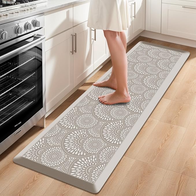 Mattitude 4/5 Inch Kitchen Mat, 17.3x59in Heavy Duty Ergonomic Comfort Foam Standing Desk Mat, Waterproof Non-Slip Standing Mats and Rugs for Kitchen, Office, Khaki