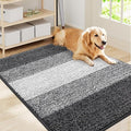 Smiry Dog Door Mat for Muddy Paws, Absorbs Moisture and Dirt, Low-Profile Entryway Mat with Non-Slip Backing, Entry Indoor Outdoor Doormat for Inside Floor (40x32 Inches, Grey, Striped)