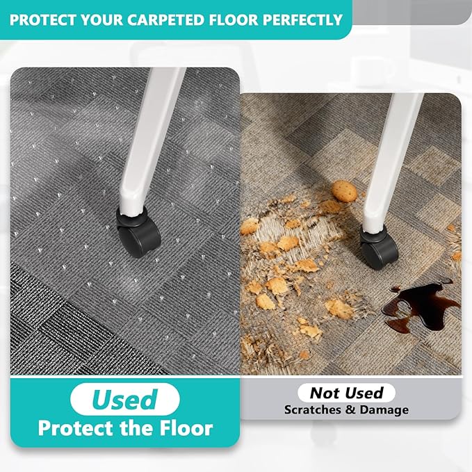 Office Chair Mat for Low Pile Carpet with Lip, 36" x 48" Clear Heavy Duty Plastic Floor Protector for Smooth Rolling Desk & Computer Chairs, Under Desk Chair Mat for Home Office