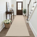 KOZYFLY Runners for Hallways 3x10 ft Washable Kitchen Runner Non Slip Rubber Backed Hallway Rugs Cotton Entryway Runner Rug for Indoor Hall, Backdoor, Kitchen, Ivory/Camel/Brown