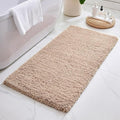 ILANGO Beige Bathroom Rugs 60" × 24" Non Slip & Super Absorbent Extra Thick Soft, Washable Bath Carpet Runner for Floor, Microfiber Plush Shaggy Bath Mats with Rubber for Bedroom Bathtub Shower Room