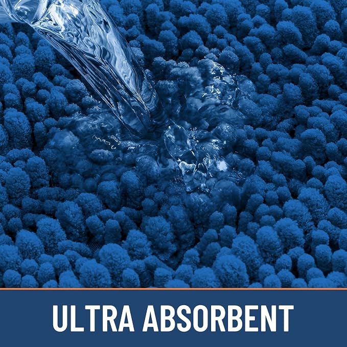 Smiry Bathroom Rugs Mat 24x16, Extra Soft Absorbent Chenille Bath Rugs, Non Slip Rubber Backing Machine Washable Quick Dry Bath Mats for Bathroom Floor, Tub, Shower, Home Accessories, Deep Navy Blue