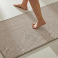 TYUU Bathroom Rugs Non Slip Washable, Super Absorbent Thin Bath Mat Quick Dry Low Pile Bathroom Rug, Beige 20"x48"