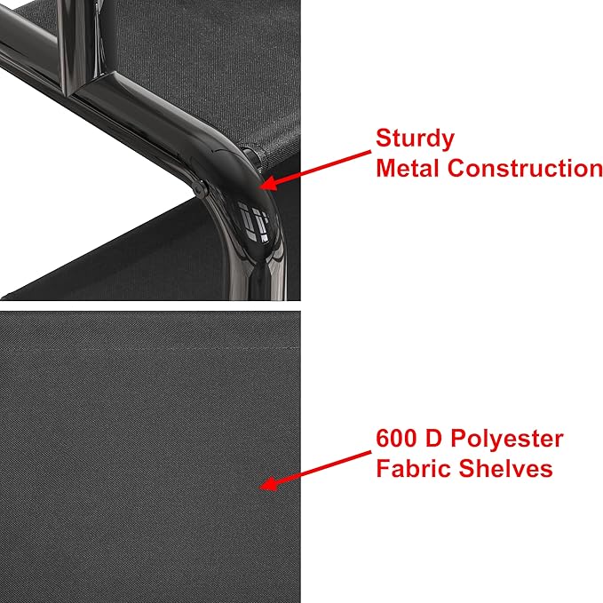 Simple Houseware 52-Inch Freestanding Closet Garment Rack with Storage Shelves and Coat/Hat Hooks, Black