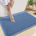 Smiry Waffle Bath Mat 30x20, Extra Soft Absorbent Bathroom Rugs, Non Slip Machine Washable Quick Dry Bath Rugs for Bathroom Floor, Tub, Shower, Home Decor Accessories, Blue