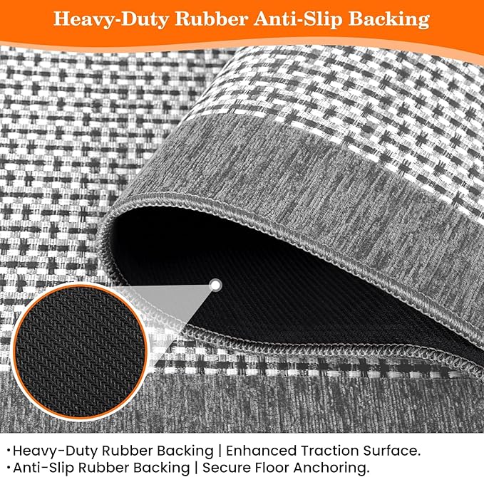 StepRite Kitchen Rugs, Kitchen Mat for Floor, 47"x20" Non-Slip Machine-Washable Commercial Floor Mat, Absorbent Heavy-Duty Rug for Office & Home, Sink Standing Mat, Entryway Carpet, Light Grey