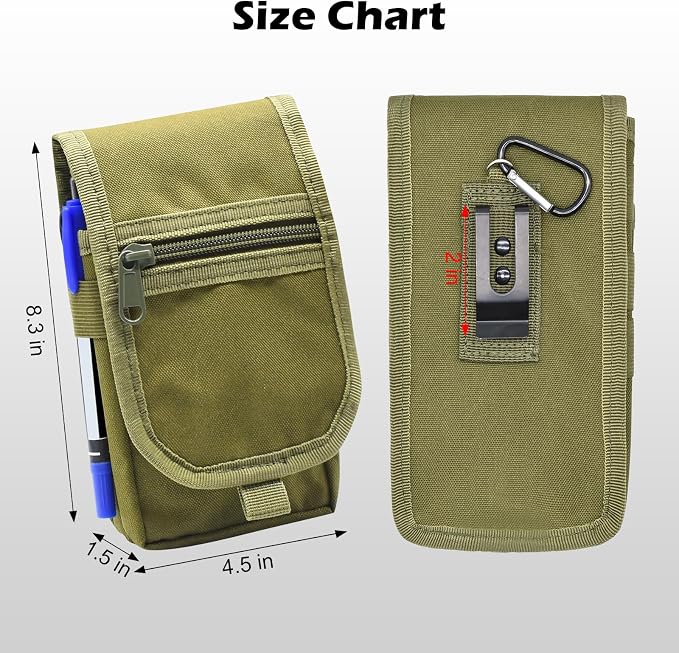 Belt Tool Pouch, Tactical Utility Organizer with Cell Phone Holder, Durable Heavy-Duty 1000D Nylon EDC Multitool Holster with Multi-Pockets for Electricians, Handymen, Work, Hiking, Daily Use