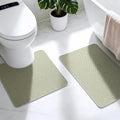 Bathroom Rugs Sets 2 Piece, Thin Bath Mat & U-Shaped Contour Toilet Rug Absorbent Quick Dry, Machine Washable, Non Slip Low Pile Bath Mats for Bathroom/Tub/Sink/Shower (30"x20" +24"x20" U, Sage Green)