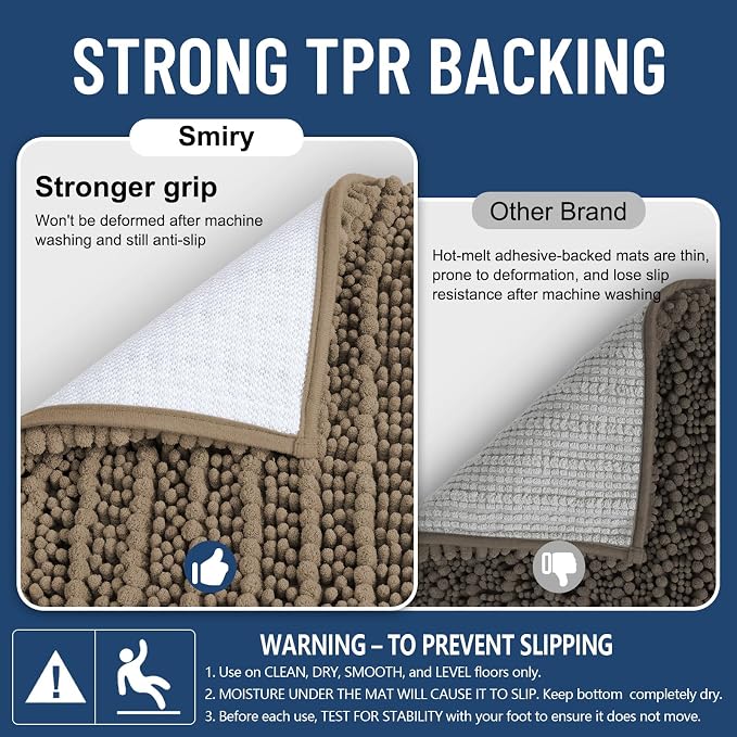 Smiry Bathroom Rugs Mat Round 24x24, Soft Absorbent Chenille Bath Rugs, Non Slip Rubber Backing Machine Washable Quick Dry Bath Mats for Bathroom Floor, Tub, Shower, Home Accessories, Camel