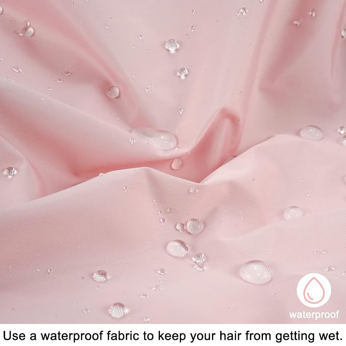 Reusable Shower Cap for Women, Large Waterproof Shower Bonnet with Elastic Band, Washable Bath Hair Cap for Long, Curly Hair, Braids, Daily Shower, Home Spa, Travel(Pink&Black)