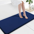 Smiry Memory Foam Bath Mat 47x17, Extra Soft and Absorbent Bathroom Mats, Non Slip Washable Carpet for Floor, Shower and Tub, Navy Blue
