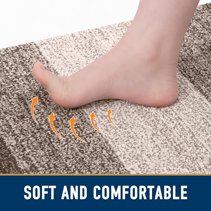 Smiry Dog Door Mat for Muddy Paws, Absorbs Moisture and Dirt, Low-Profile Entryway Mat with Non-Slip Backing, Entry Indoor Outdoor Doormat for Inside Floor (30x17 Inches, Light Brown, Striped)
